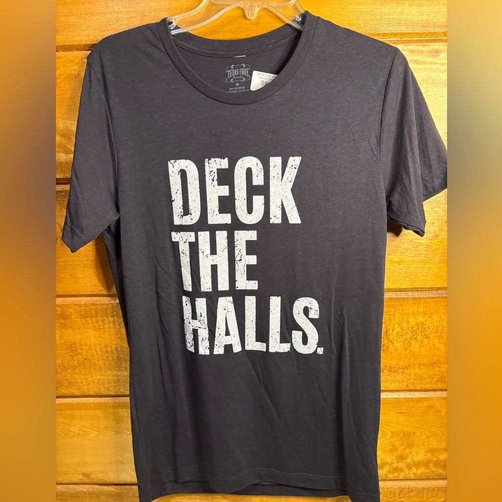 New navy 'Deck The Halls' Short Sleeve Tee Christmas shirt size medium